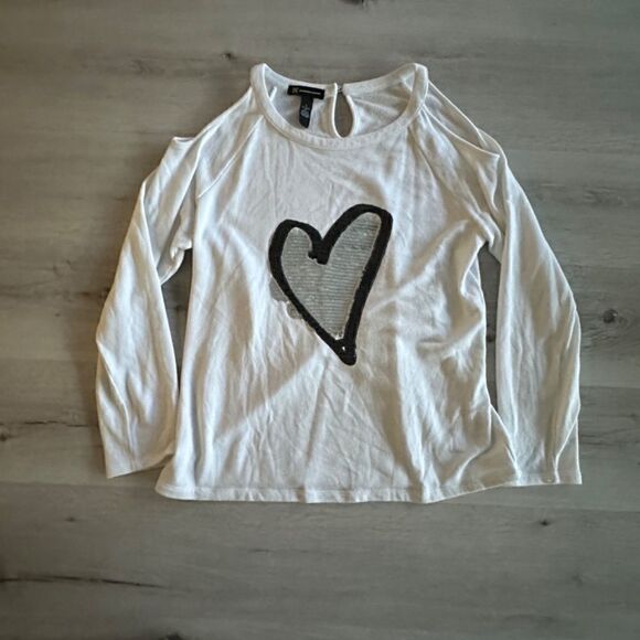 INC International Concepts Cols Shoulder LS Sequin embellished Top White L EUC - Picture 4 of 6